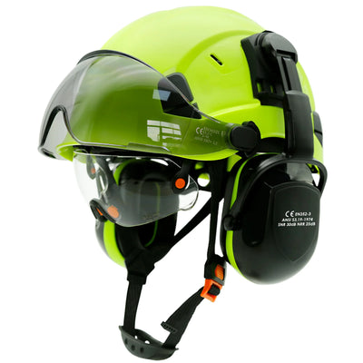 Casco de Seguridad Industrial 3 en 1 con Visor y Orejeras (ANSI/CE)