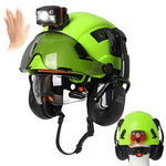 Casco de Seguridad Industrial Integral con Protección Auditiva, Visor y Luz LED