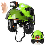 Casco de Seguridad Industrial Integral con Protección Auditiva, Visor y Luz LED