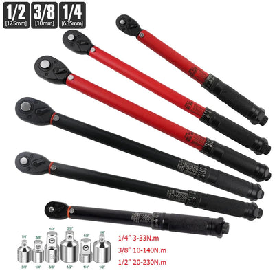 Llave Dinamométrica de Precisión Par Regulable con Cabezal de Trinquete