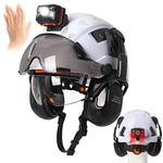 Casco de Seguridad Industrial Integral con Protección Auditiva, Visor y Luz LED