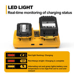 Cargador Doble Rápido para Baterías DeWalt 12V a 20V con Puertos USB