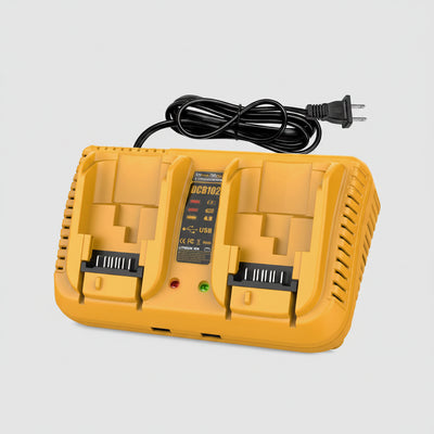 Cargador Doble Rápido para Baterías DeWalt 12V a 20V con Puertos USB