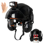 Casco de Seguridad Industrial Integral con Protección Auditiva, Visor y Luz LED