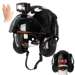 Casco de Seguridad Industrial Integral con Protección Auditiva, Visor y Luz LED