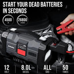 Arrancador Industrial de Batería 12V con Compresor de Aire Integrado