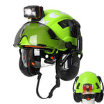 Casco de Seguridad Industrial Integral con Protección Auditiva, Visor y Luz LED